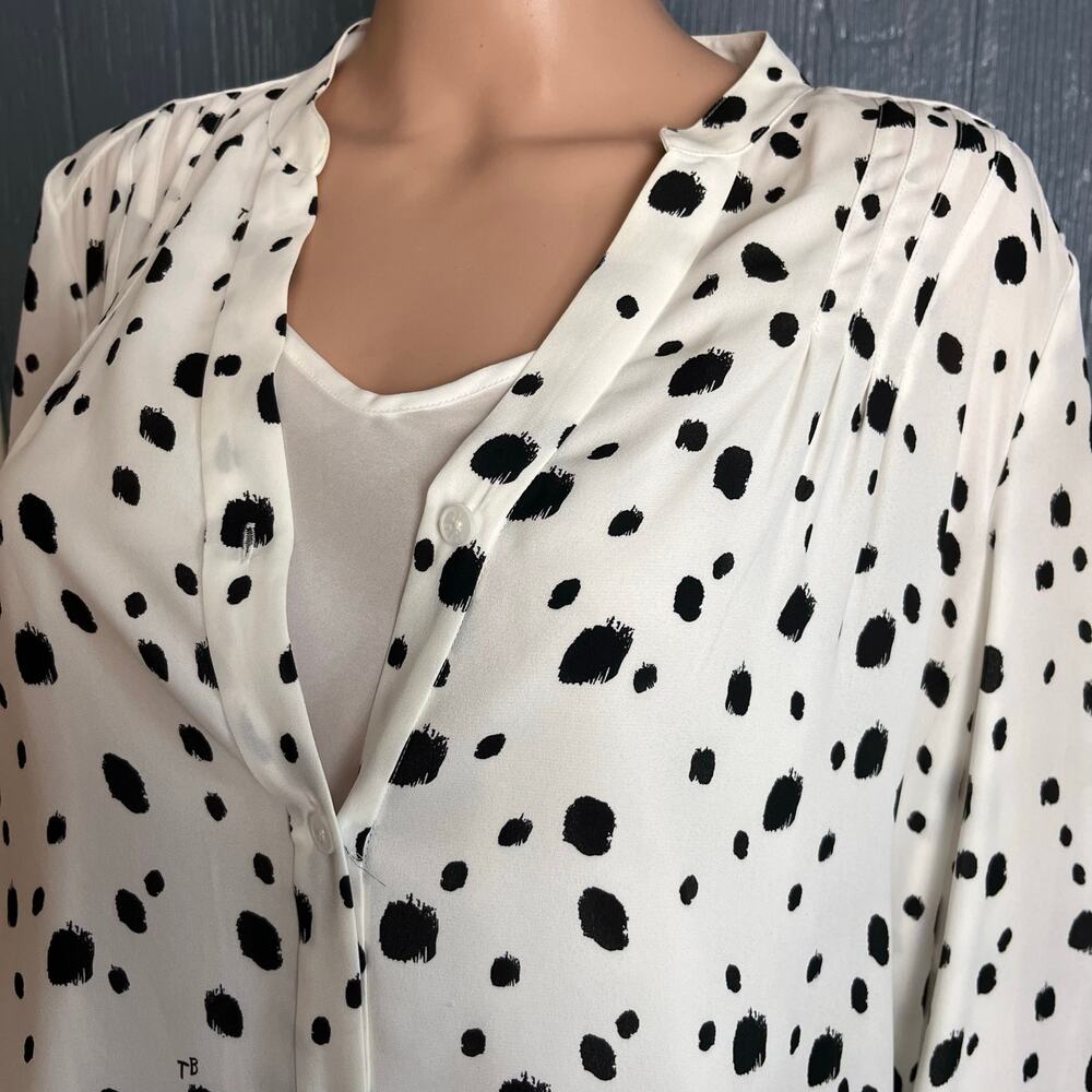 Ted Baker Dots Blouse US Size 8 Pintuck Quiet Luxury Date Night Preppy